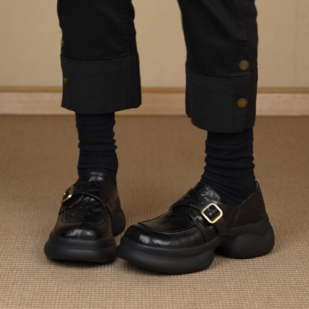 Damen Mokassins mit elegante Schnalle und komfortabler Plattformsohle EB