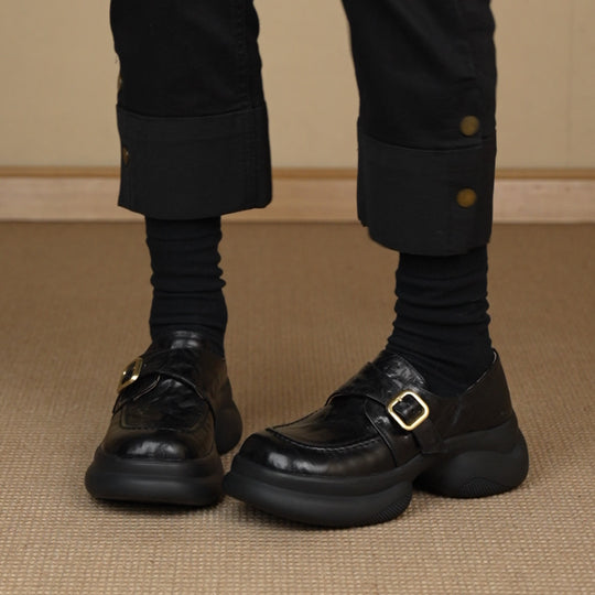 Damen Mokassins mit elegante Schnalle und komfortabler Plattformsohle EB