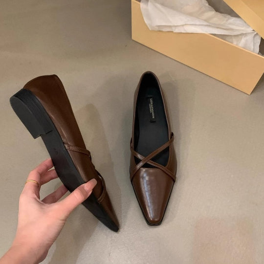 Damen elegante Ballerinas mit gekreuztem Riemchen EB