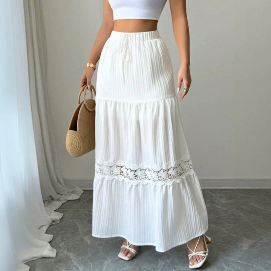 Damen Crop-Top und Maxi-Rock Set mit Rüschendetails EB