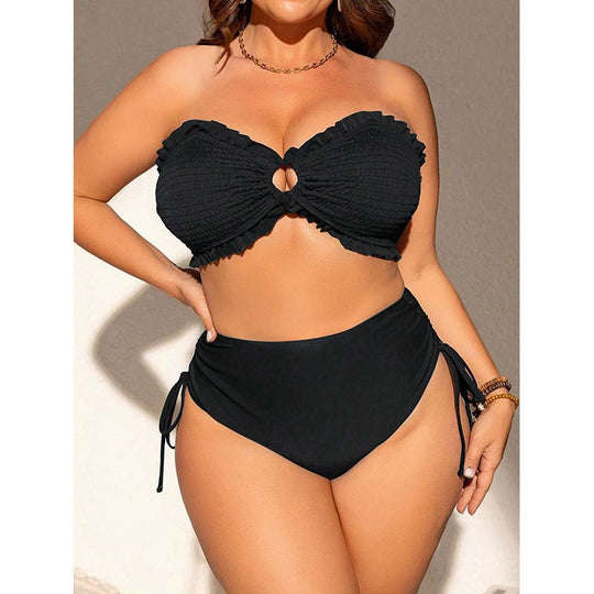 Damen Bandeau-Bikini mit Rüschendetails und verstellbarem Höschen EB