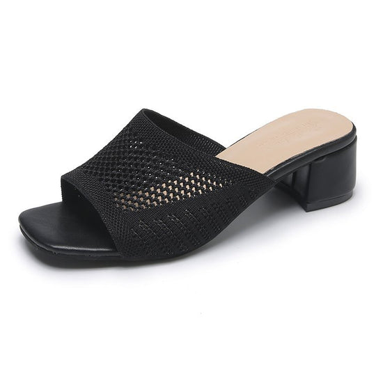 Damen Mules mit atmungsaktivem Netzdesign und bequemer Blockabsatzsohle EB