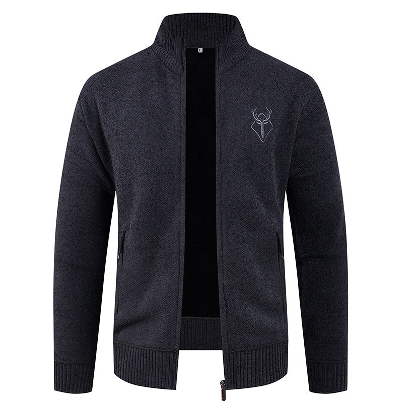 Herren Strickjacke mit hohem Kragen und praktischen Reißverschlusstaschen EB