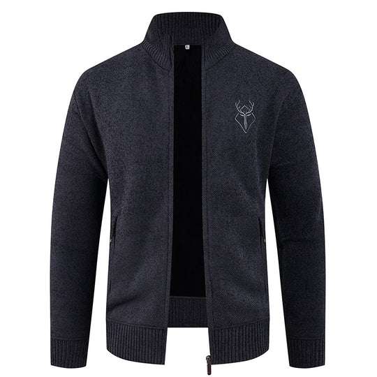 Herren Strickjacke mit hohem Kragen und praktischen Reißverschlusstaschen EB