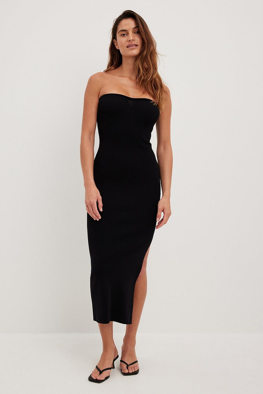 Damen langes Sommerkleid mit figurbetontem Schnitt und seitlichem Schlitz EB
