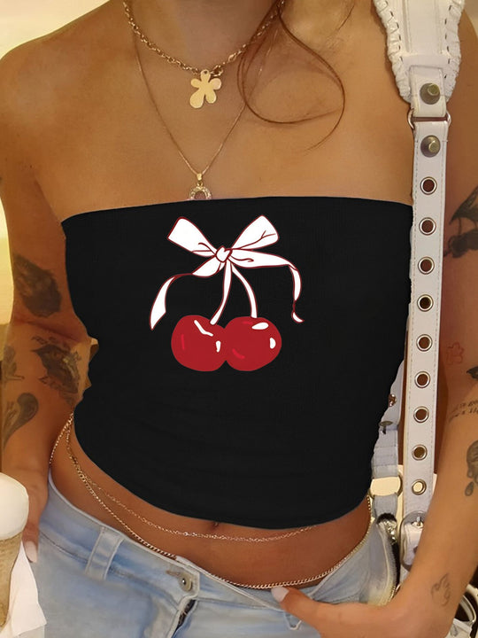 Damen Bandeau-Top mit elegantem Spitzenbandmotiv EB