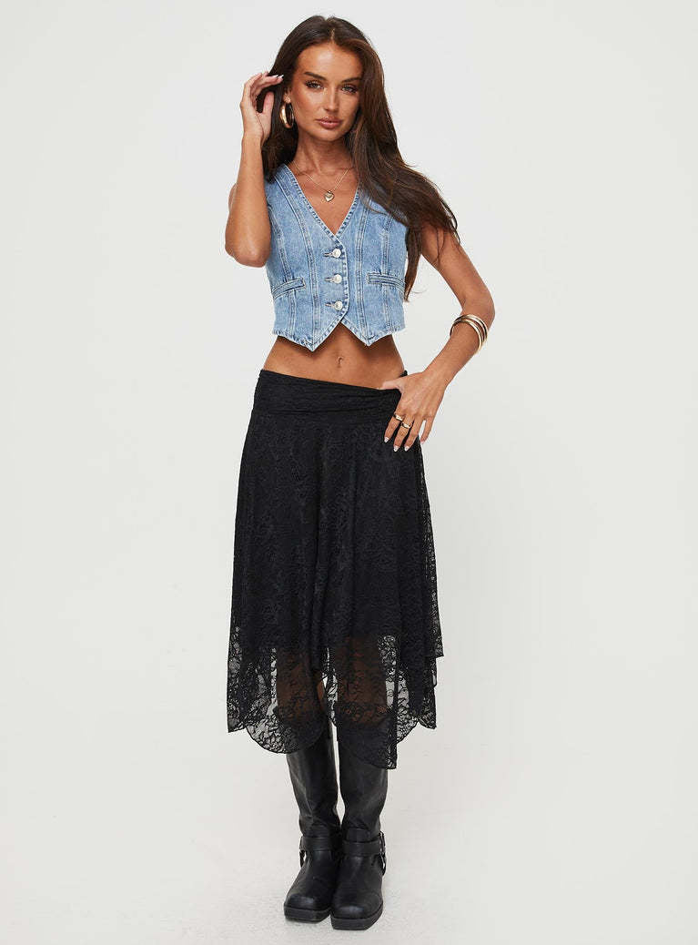 Damen moderne Spitzenmidi-Rock mit asymmetrischem Saum EB