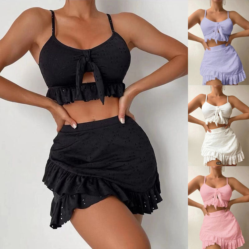 Damen Rüschen Crop-Top mit angesagtem Rock EB