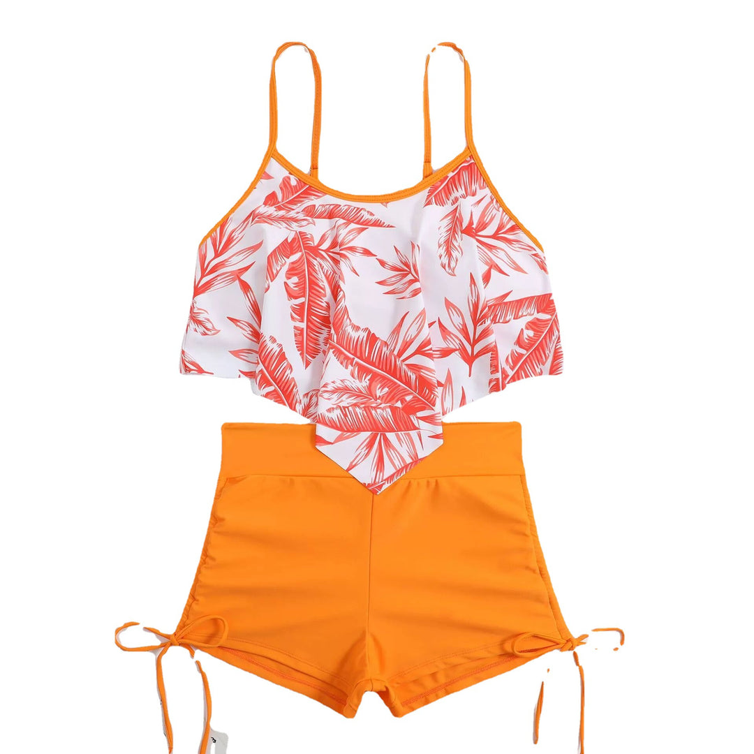Damen Sportliches Tankini-Set mit Raffungen und verstellbaren Trägern EB