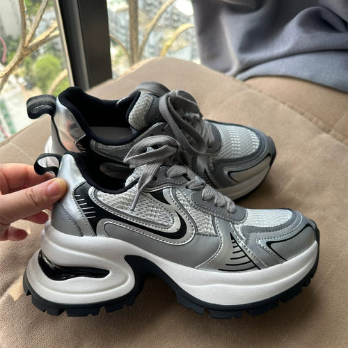 Damen Sportliche Chunky Sneakers mit atmungsaktiver Mesh-Oberfläche und ergonomischer Dämpfung EB