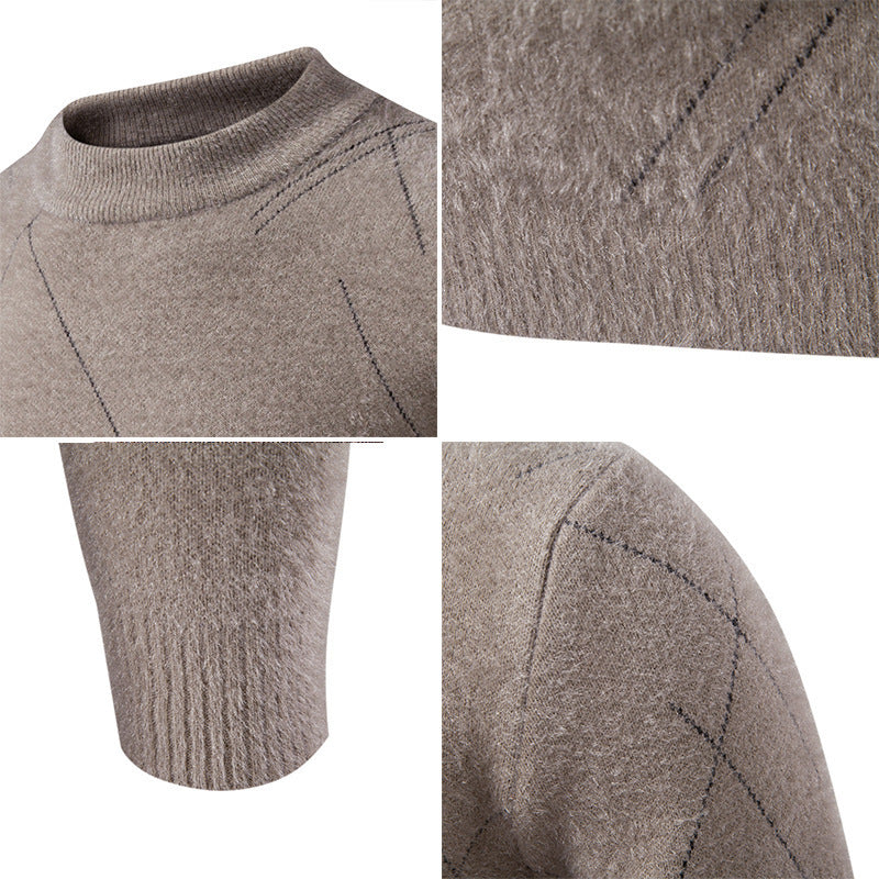 Herren Feiner Strickpullover mit modernem Zopfmuster EB