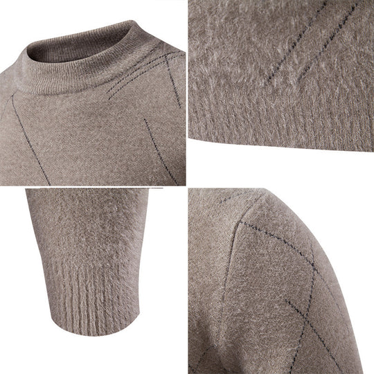 Herren Feiner Strickpullover mit modernem Zopfmuster EB