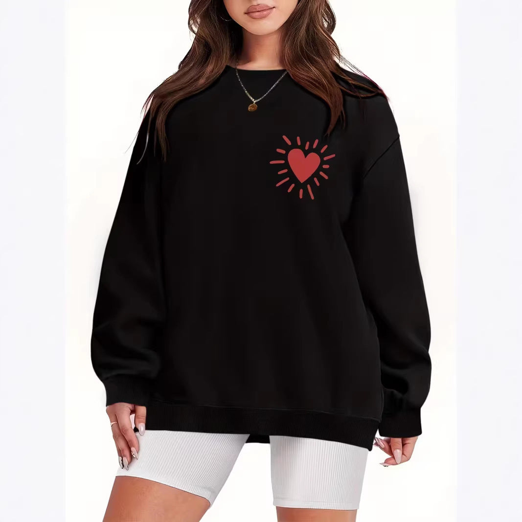 Damen Sweatshirt mit lässigem Herzmotiv und übergroßem Schnitt EB