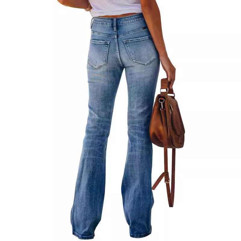 Damen Bootcut Jeans im lässigen Chic mit verkürztem Bein EB