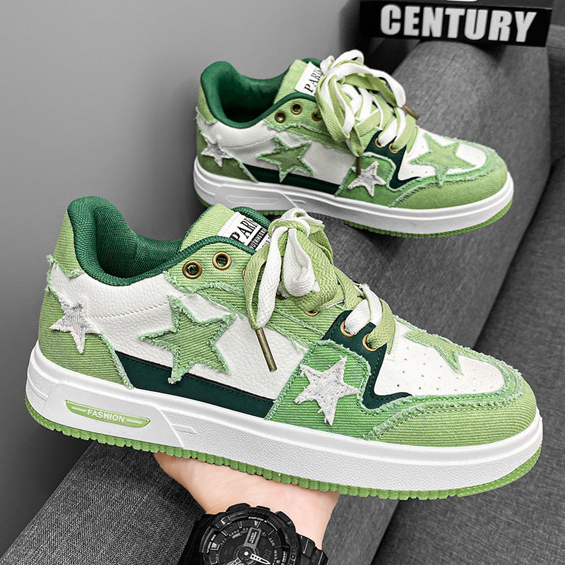 Unisex modische Plateausneaker mit Sternapplikationen, gepolstertem Einstieg und griffiger Profilsohle EB