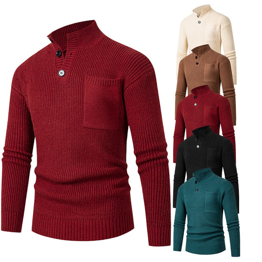 Herren Hochwertiger Pullover mit Modalmuster und Brusttasche EB
