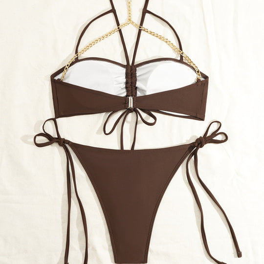 Damen Hochwertiger Bikiniset mit raffiniertem Ketten-Detail EB