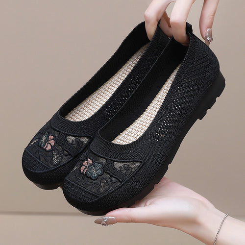 Damen Bequeme Ballerinas mit floralen Stickereien EB