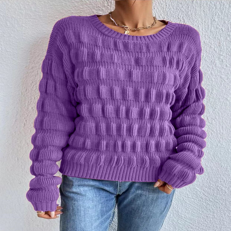 Damen Strickpullover mit modernen Rastermuster EB