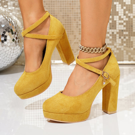 Damen Plateau-Pumps mit geflochtenem Riemen EB