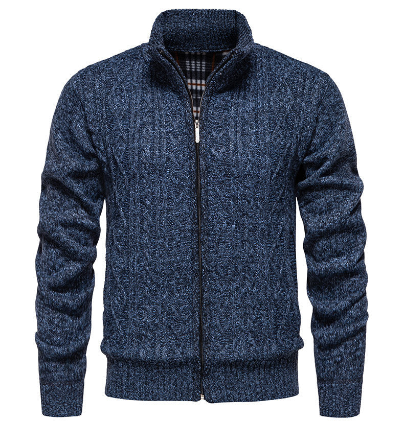 Herren Strickjacke mit hohem Kragen und Reißverschluss EB