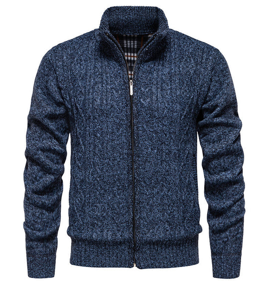 Herren Strickjacke mit hohem Kragen und Reißverschluss EB