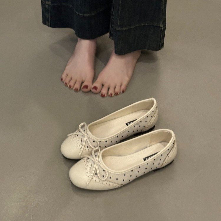 Damen Ballerinas mit verspieltem Schleifen-Design und atmungsaktiver Plattformsohle EB