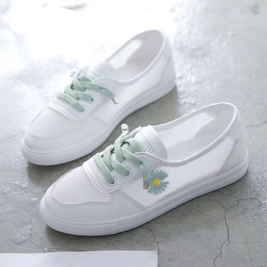 Damen lässige Sneaker mit buntem Blumenmotiv EB