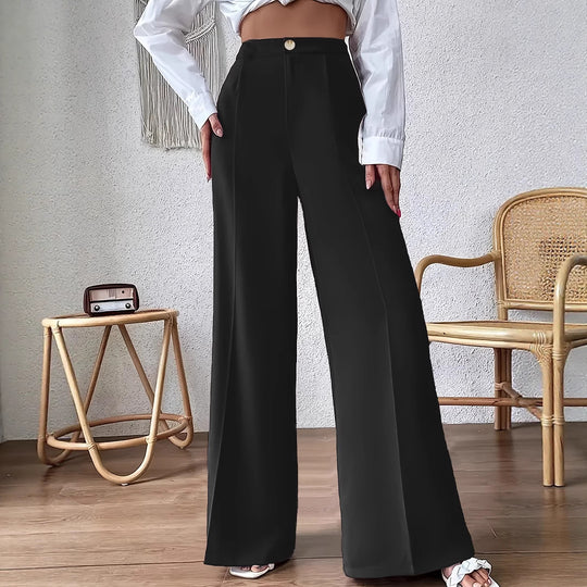 Damen elegante, hoch taillierte Palazzo-Hosen EB