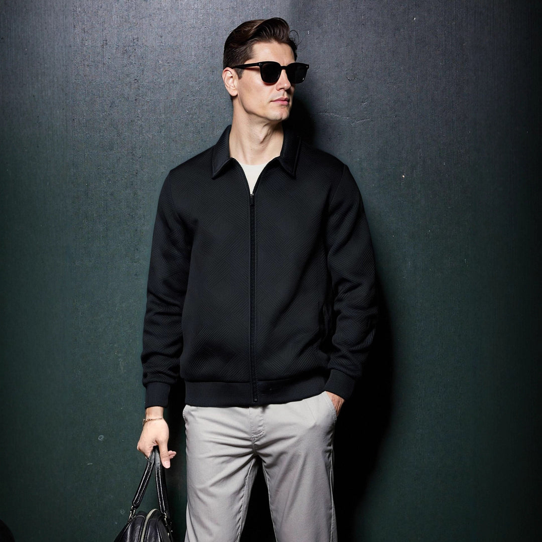 Herren sportliche Jacke mit strukturiertem Design und modernem Kragen EB