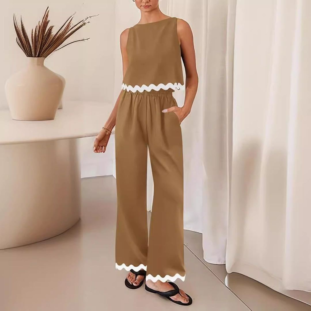 Damen elegantes Lounge-Set mit weitem Schnitt und dekorativen Wellenabschlüssen EB