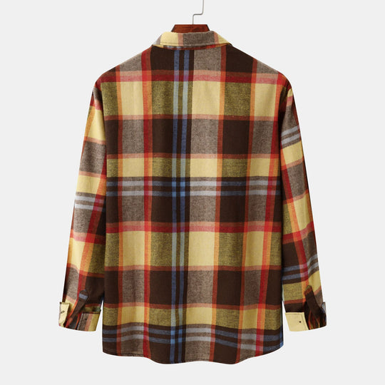 Herren Flanellhemd mit kariertem Muster und praktischen Taschen EB