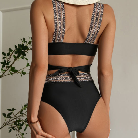 Damen Hochgeschchnittener Bikini mit stilvollen Tiermotiv-Details EB