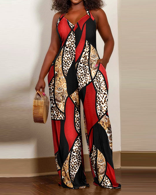 Damen Jumpsuit mit floralem Design und weitem Bein EB