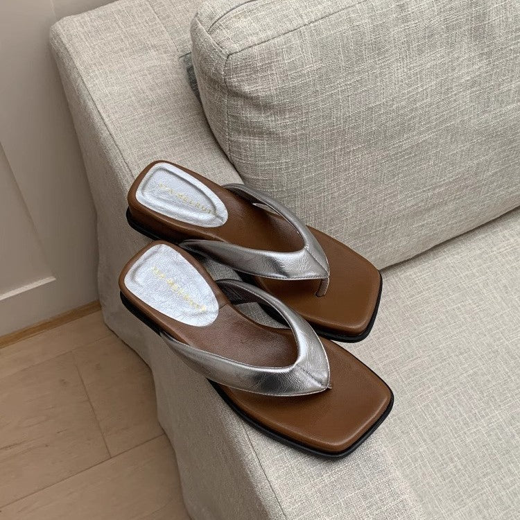 Damen elegante Flip-Flop Pantoletten mit modischem Design und rutschfester Sohle EB