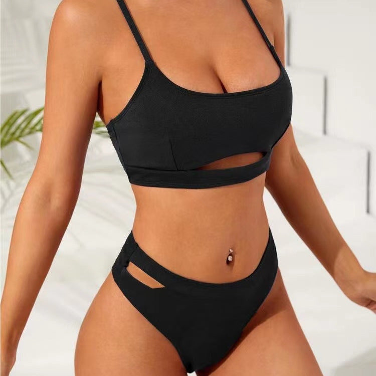Damen Hochgeschnittener Bikini mit stylishen Cut-Outs EB