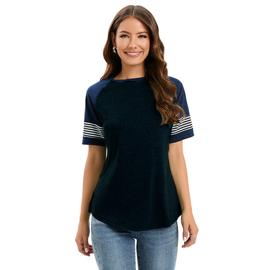 Damen sportliches Raglan-T-Shirt mit Streifenmuster EB