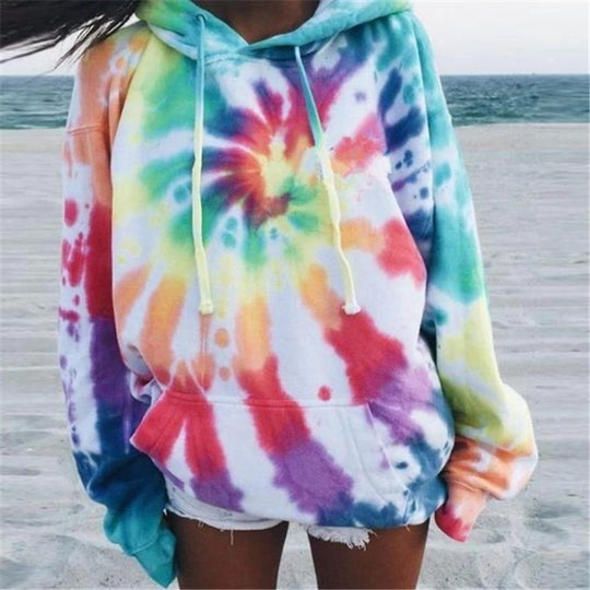 Damen lässiger Kapuzenpullover im einzigartigen Tie-Dye-Design EB