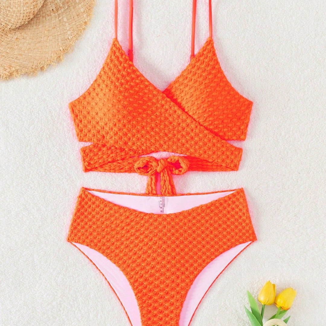 Damen Hochtaillierter Bikini mit modernem Wickeldesign EB