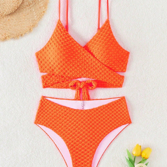 Damen Hochtaillierter Bikini mit modernem Wickeldesign EB