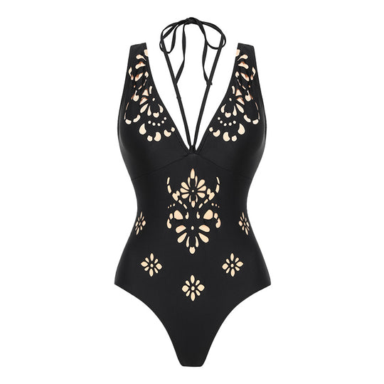 Damen Einteiler Badeanzug mit kunstvollem Cut-Out Design EB