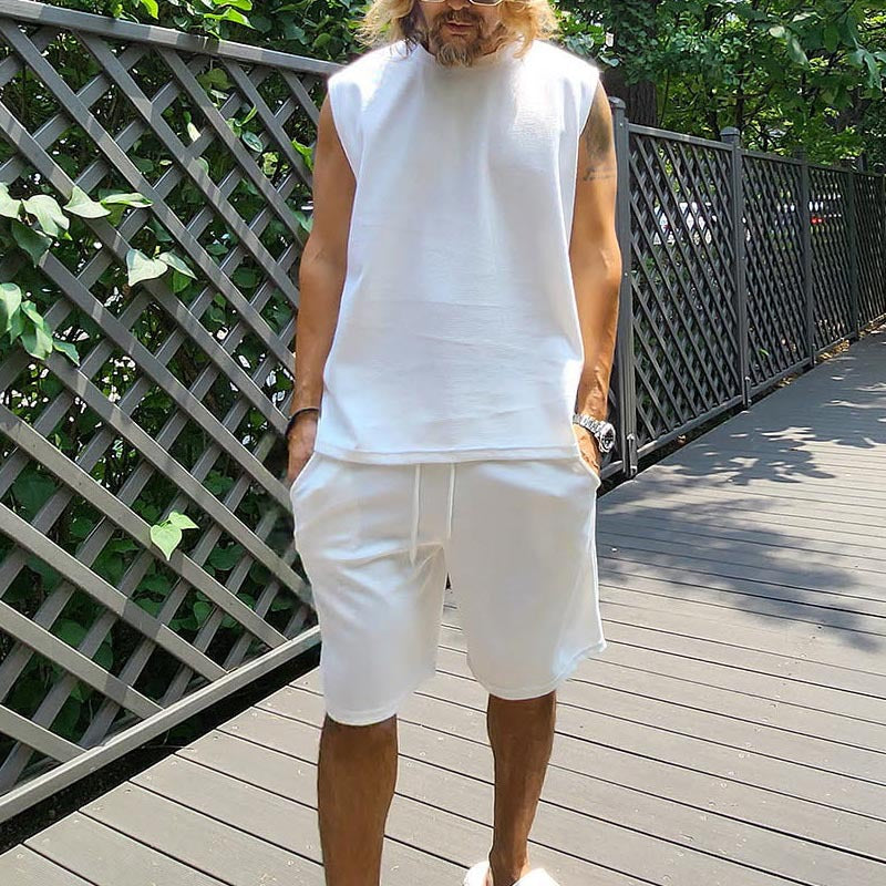 Herren lässiges Kurzarm Sweatshirt und Shorts Set EB