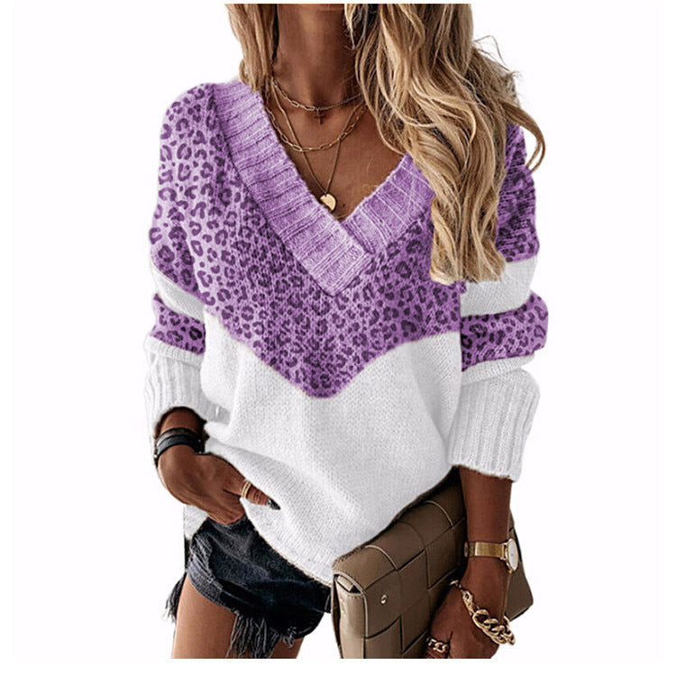 Damen nan V-Ausschnitt Strickpullover mit Chevron-Muster und Oversize-Schnitt EB