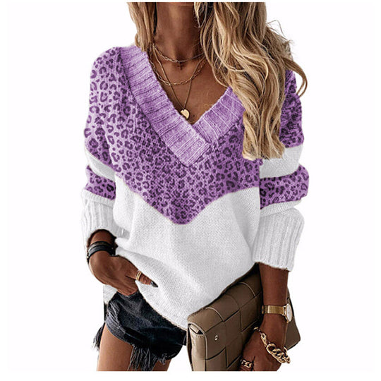 Damen nan V-Ausschnitt Strickpullover mit Chevron-Muster und Oversize-Schnitt EB