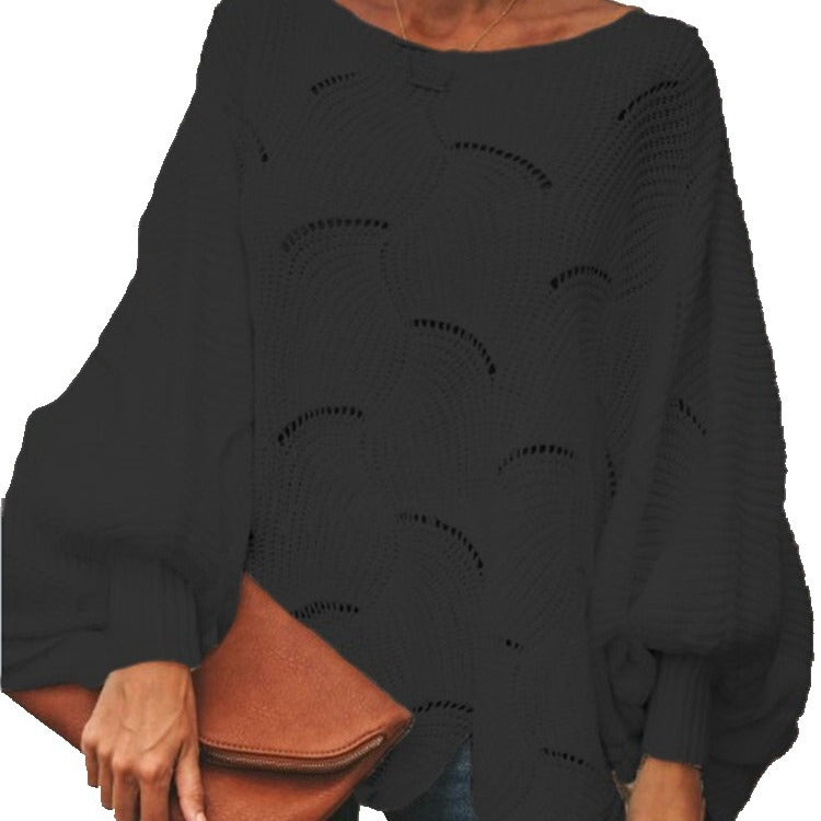 Damen Strukturierter Strickpullover mit luftiger Häkeloptik EB