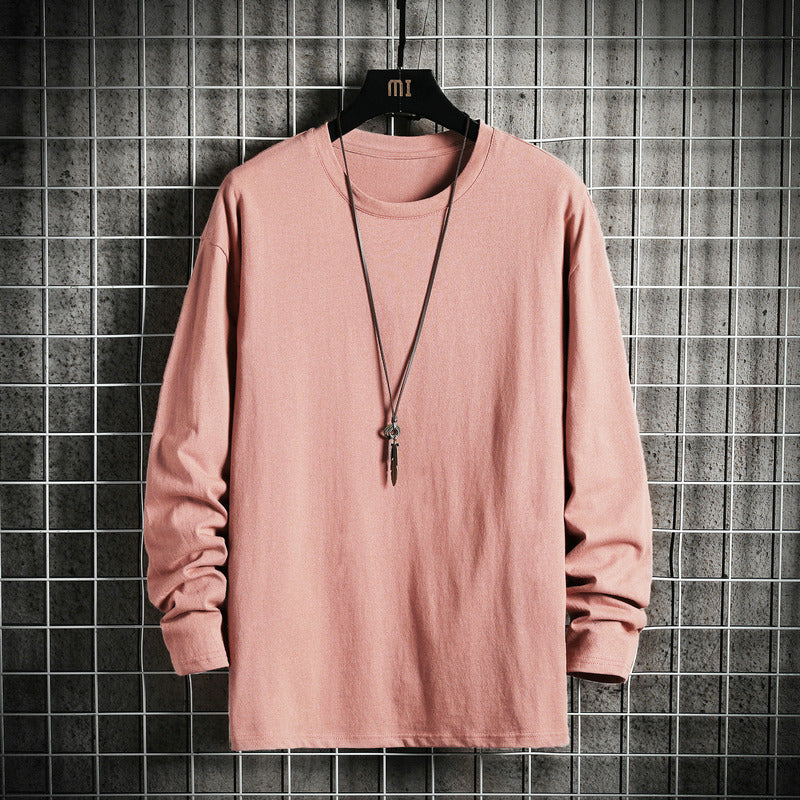 Herren nan lässiges Baumwoll-Basic-Langarmshirt mit Rundhals, Relaxed Fit und verstärkter Saumverarbeitung EB