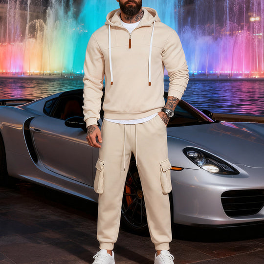 Herren Cargo-Joggerhose mit multifunktionalen Klapptaschen elastischem Bund und gerippten Bündchen EB