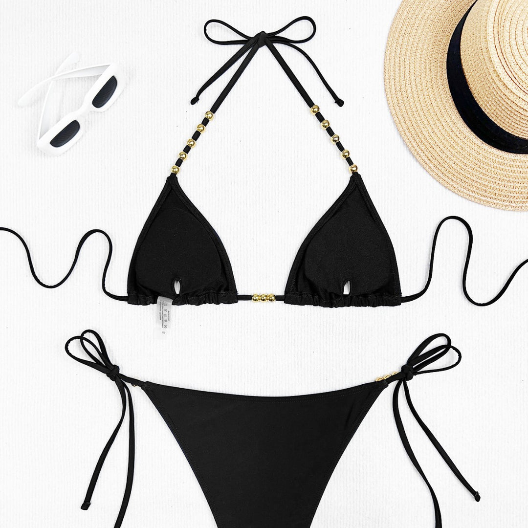 Damen Triangel-Bikini mit goldenen Akzenten EB