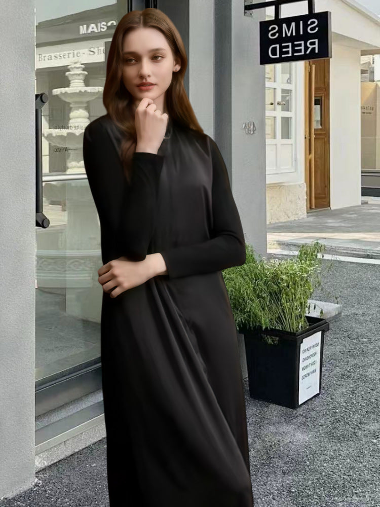 Damen Elegantes Langarm-Maxikleid mit schmeichelndem Schnitt und zeitlosem Design EB