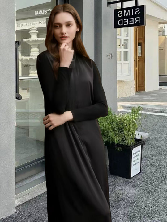Damen Elegantes Langarm-Maxikleid mit schmeichelndem Schnitt und zeitlosem Design EB